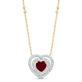 3/8CTW-DIA CN 6X6 MM HEART-RU NAT GEM NECKLACE (18 INCH)